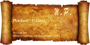 Manher Piusz névjegykártya
